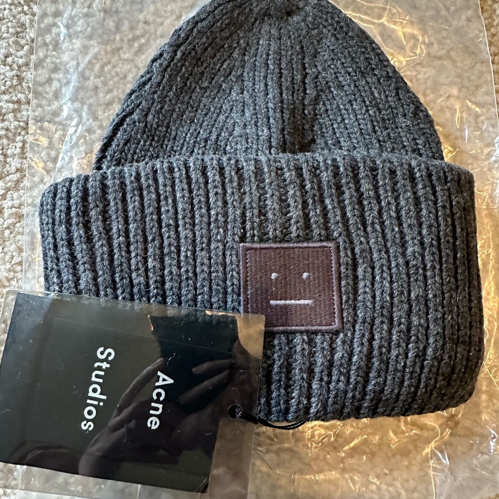 - Acne Studios beanie, hat, charcoal, gray